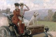 Julius LeBlanc Stewart Les Dames Goldsmith au bois de Boulogne en 1897 sur une voiturette oil painting artist